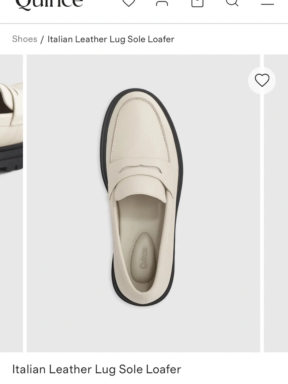 Quince Cream Italian Leather Lug Sole Loafer